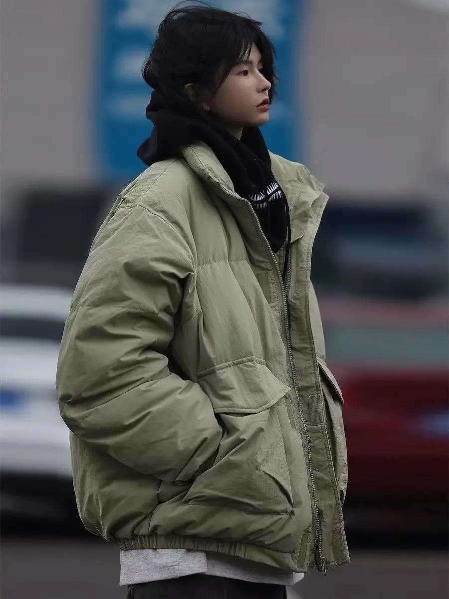 Description Picture 4 of itemWinter Thicken Jacket Men Women Retro Korean Style Stand Collar Padded Parkas High Street Casual Vintage Loose Pocket Coat New