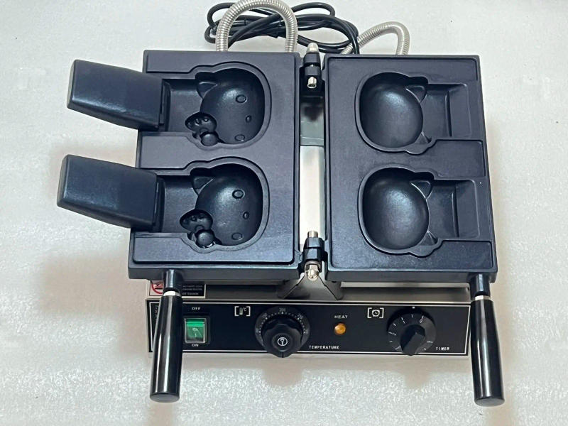 Description Picture 3 of itemCommercial 2 Pcs Cat Shape Waffle Maker Non-stick Pan Ice Cream Taiyaki Kitty Waffle Maker 1500w Electric  Waffle Making Machine