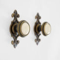 European Retro Rural Printing Ceramic Drawer Shoe Cabinet Knob Bronze Cupboard Wardrobe Dresser Door Handle Backplate  With Knob