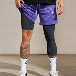 Single Leg Basketball Leggings Quick Drying Men's Running Football Yoga Fitness Compression Pants Sports Clothing Accessories