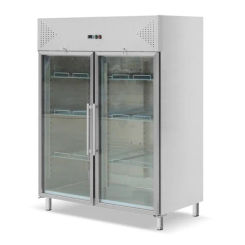 Two Door Glass Display Showcase Freezer Commercial Upright Negative Fridge For Supermarket