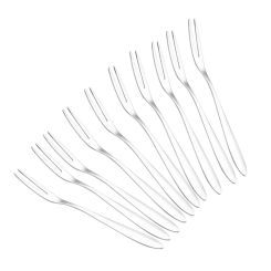 10Pcs Stainless Steel Reusable Fruit Fork Cake Snack Dessert Salad Flatware Fork Two-Tine Fork Set Kitchen Tool 13cm