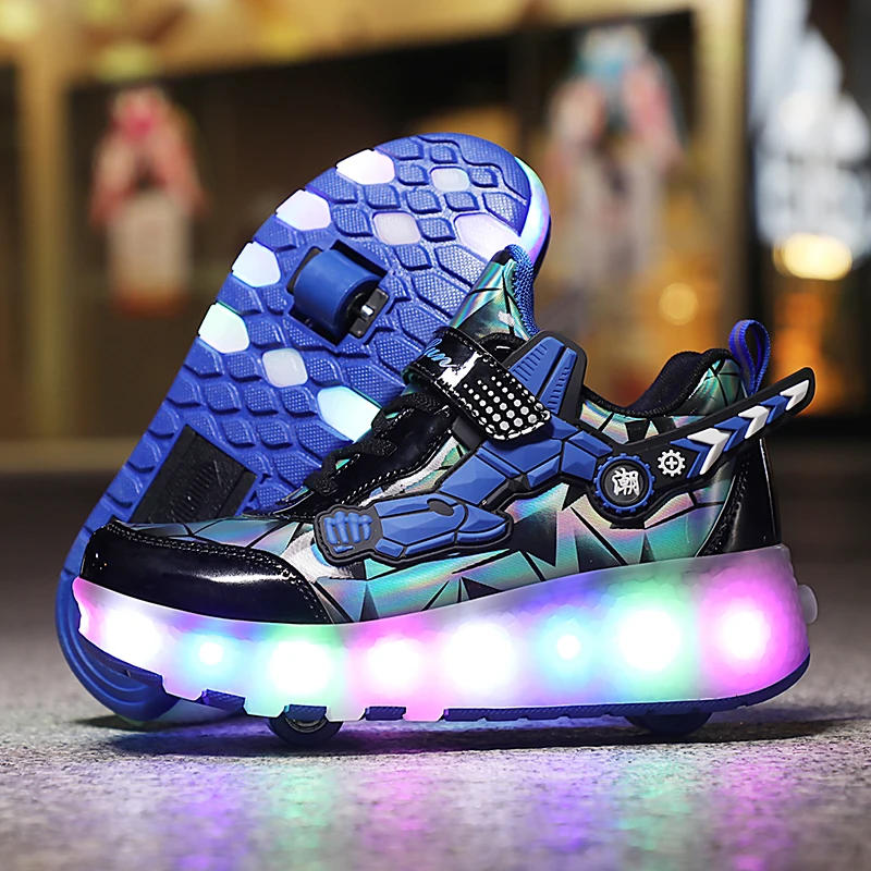 Description Picture 4 of itemChildren's Skate Shoes with LED Lights Roller Skates USB Charging Luxury Designer Sports Casual Training Sneakers for Kids