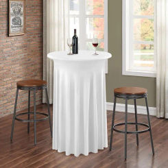 Round Cocktail Table Skirt Spandex Stretch Cocktail Tablecloth with Wavy Drape High Top Table Covers for Party Birthday Banquet