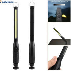 USB Rechargeable LED Flashlight Magnetic Work Light Hook Portable Lantern Inspection Light Camping Car Repair Lamp