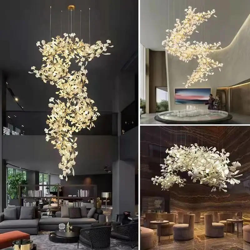 Description Picture 6 of itemModern LED Pendant Lights Home Decoration Bedroom Dining Living Room Ceiling Chandelier Ginkgo Leaf Art Long Lighting Fixtures