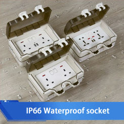 IP66 Waterproof Socket Universal UK Dual USB Outdoor Power Outlet,Kitchen And Bathroom Plug Adapter,Waterproof Rainproof Box