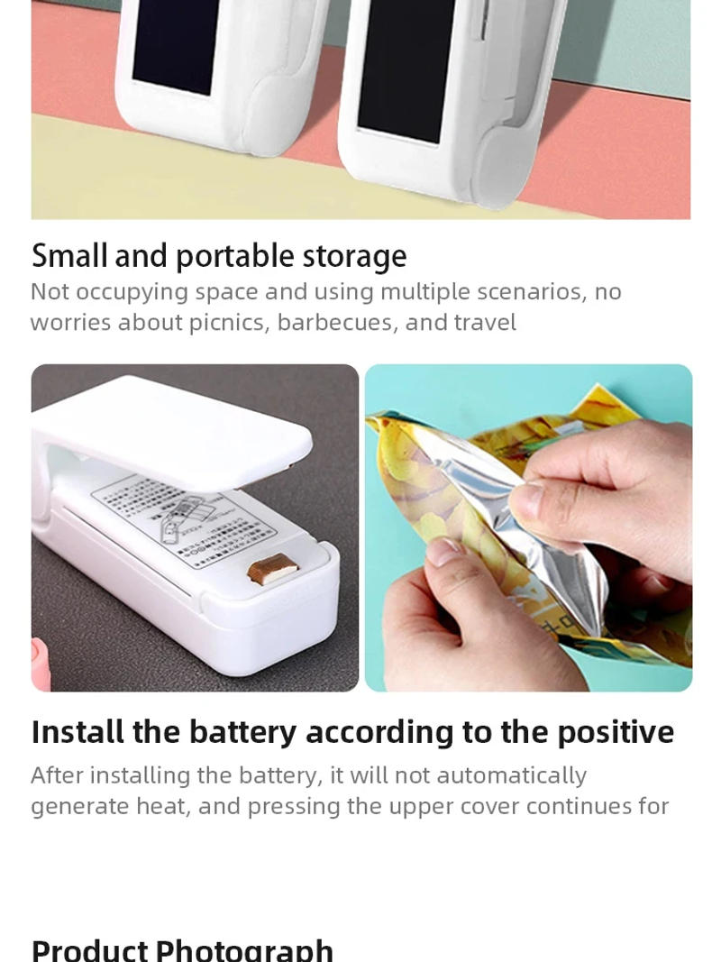 Description Picture 6 of itemVacuum Sealer Mini Snacks Sealing Household Heat Plastic Sealing Machine Handheld Food Preservation Portable Kitchen Gadget Safe