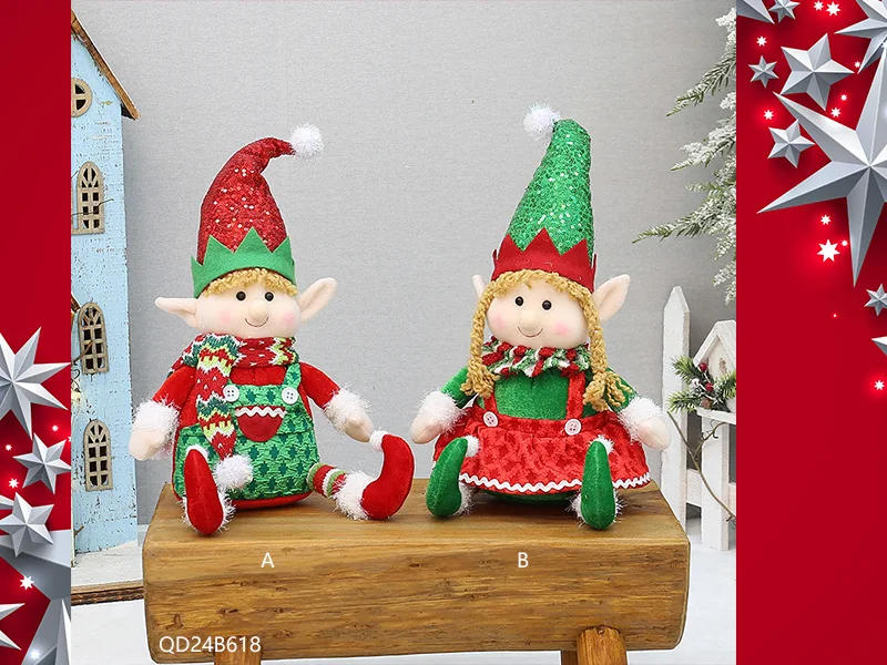 Description Picture 5 of itemNew Fabric Lying Posture Telescopic Sled Elf Doll Christmas Party Gift Decoration Supplies Ornaments