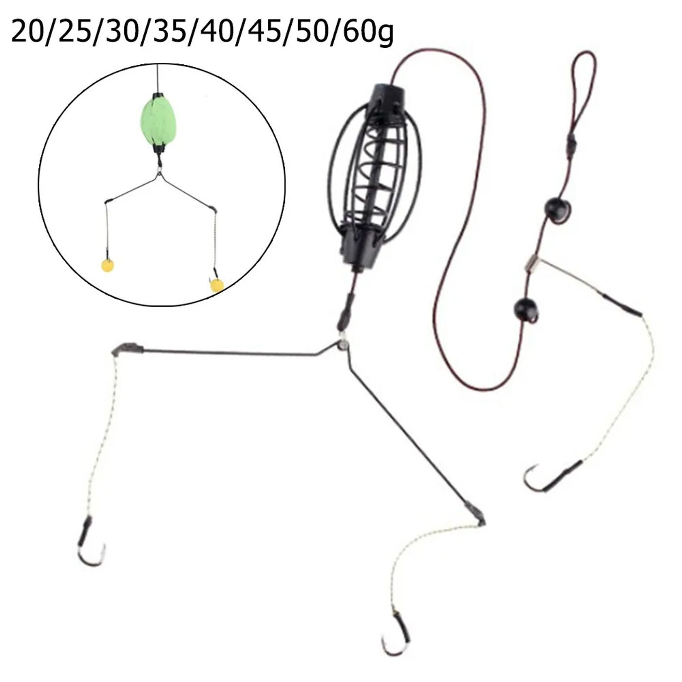 Description Picture 3 of item1 Pc Carp Fishing Feeder Fishing Baits Cages Hook Rig Set Inline Method Feeder Tackle Bait Cage Fishing Tools