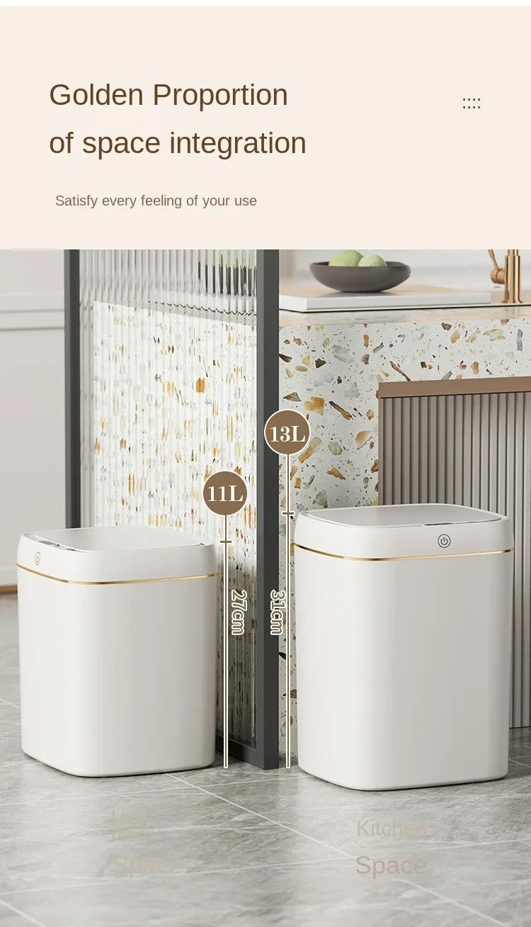 Description Picture 6 of item11/13L Smart Trash Can Automatic Sensor Garbage Can Light Luxury Bathroom Kitchen Garbage Living Room Recycle Bins Wastebasket