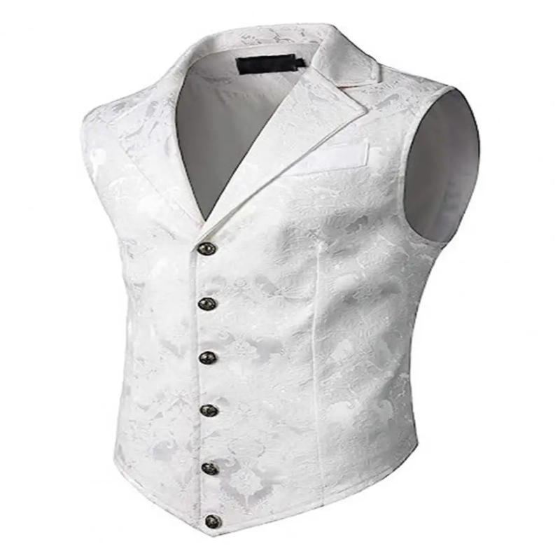 Description Picture 5 of itemMen Formal Jacket Retro Slim Fit Men's Business Vest with Turn-down Collar Single-breasted Buttons Formal Wedding Party Groom