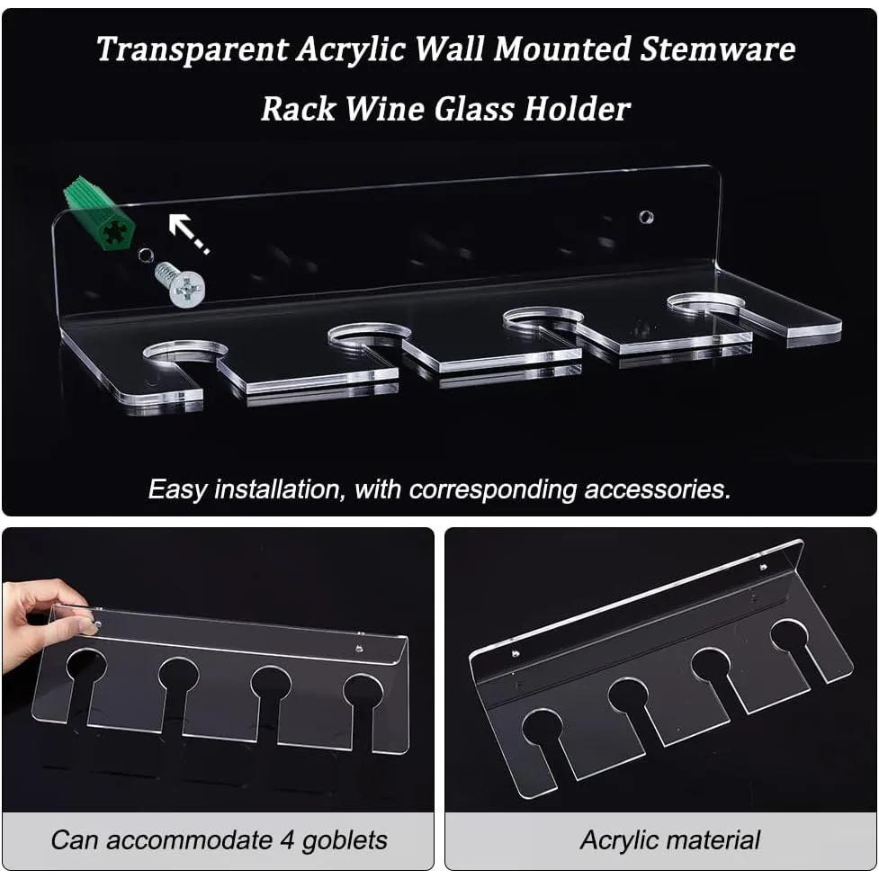 Description Picture 3 of itemWine Glass Holder Racks Tableware Under Cabinet Wine Glass Holder Wall Mounted Storage Hanging Rack Kitchen Cabinets Organizer