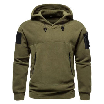 Men's Outdoor Hooded Pullover Tactical Fleece Warm Zipper Pockets Windproof Hoodies Military Hiking Trekking Sweatshirts New