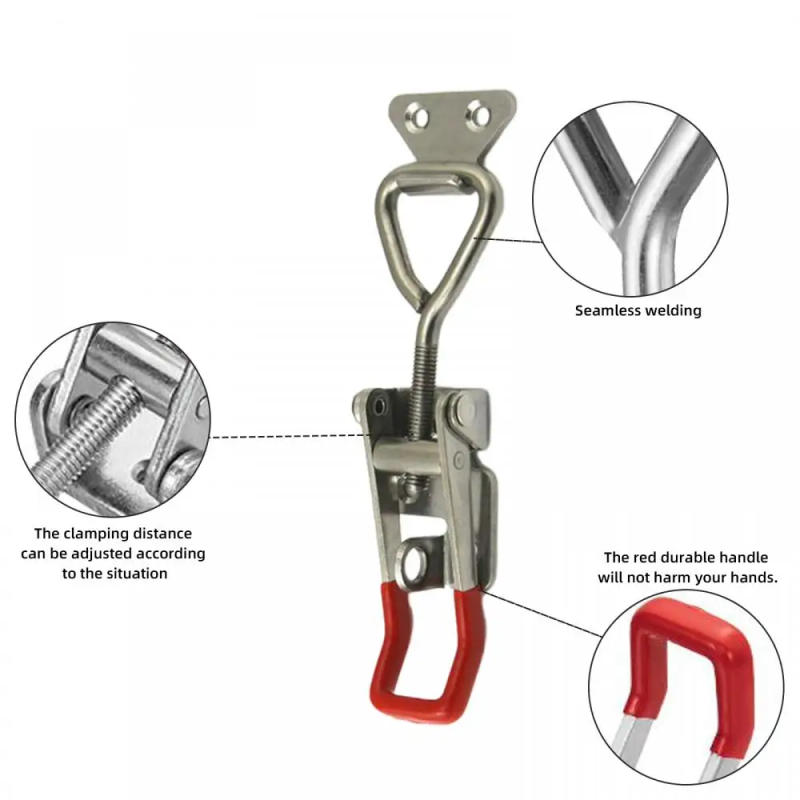 Description Picture 6 of itemStainless Steel/Iron Galvanized Adjustable Toggle Clamp Catch Locking Door Bolt Type Pull Action Latch Hand Woodworking Tool