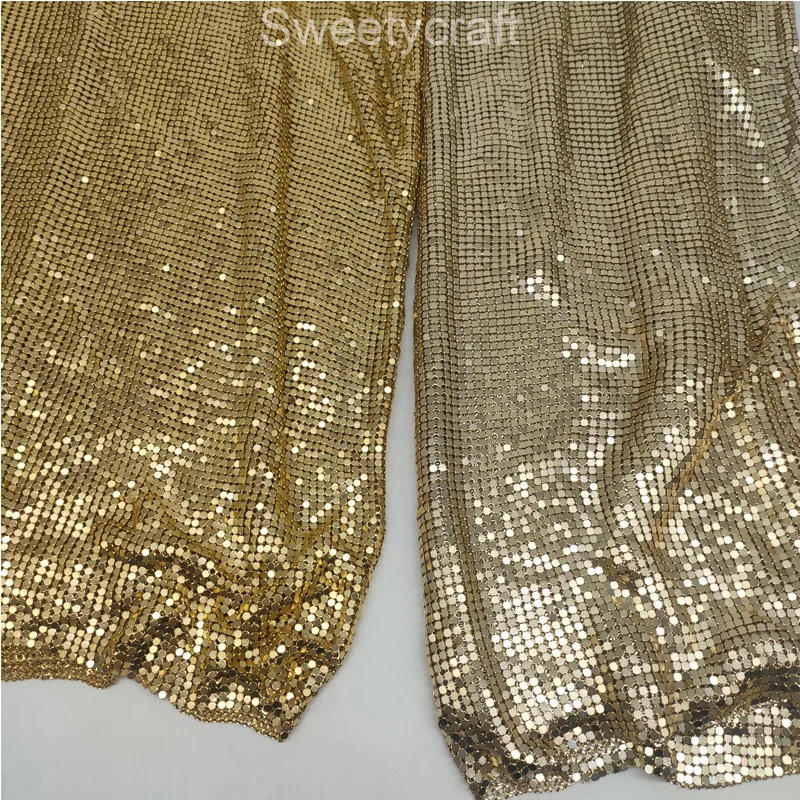 Description Picture 6 of item2022 Fashion Glomesh Flexible Metal Sequin Mesh Fabric Gold Color for Clothing DIY Jewelry Party Chainmail Dress