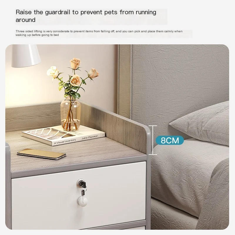 Description Picture 4 of itemModern Small Bedside Table Drawer with Lock Nordic Minimalist Bedside Cabinet Storage Cabinets Nightstands for Bedroom Furniture
