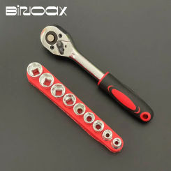 1/4" Drive Ratchet Wrench Socket Set Quick Release Hand Drive Repairing Tool with 8 pcs 5-12mm Sockets