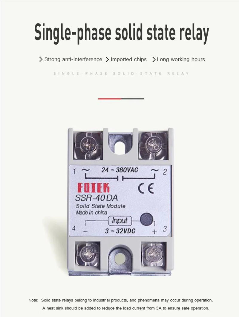 Description Picture 2 of itemSolid State Relay SSR-10DA SSR 25DA SSR-40DA Ac Dc Converter Input 3-32VDC Power Supply Load 24-380VAC 10DA 25DA 40DA 12V Relay