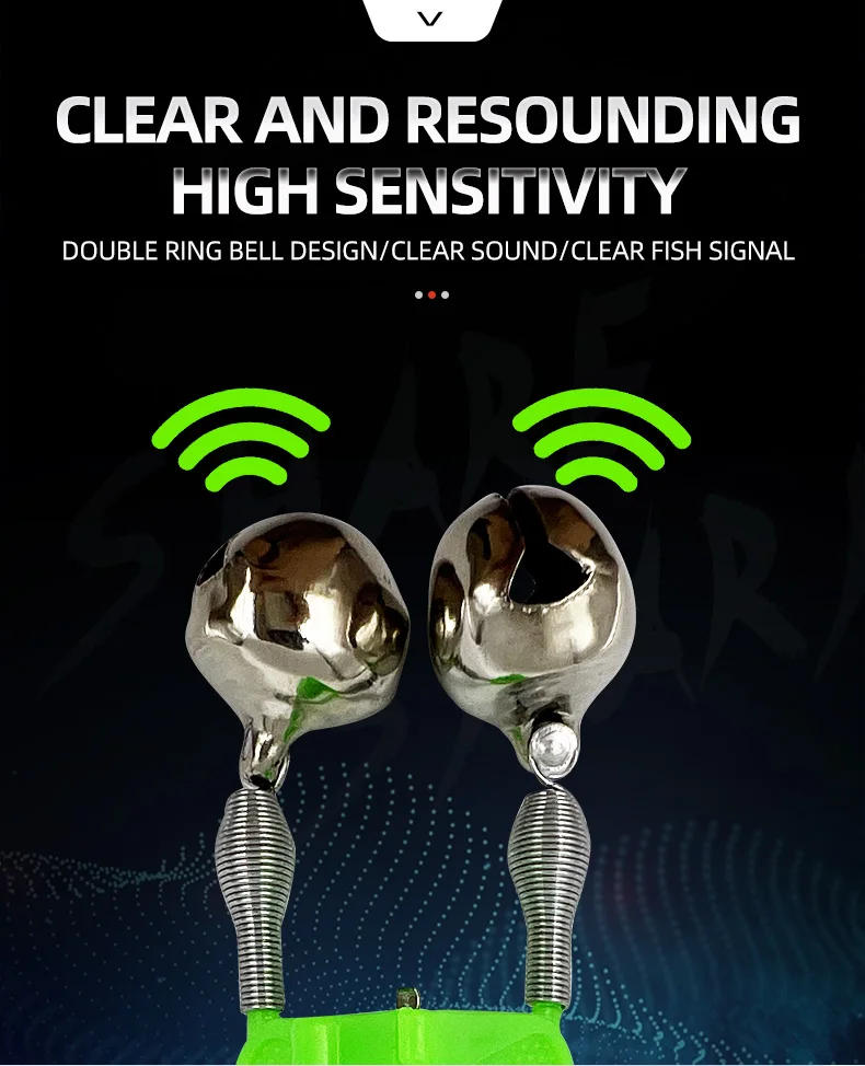 Description Picture 4 of itemFishing Tools LED Night Fishing Rod Bite Bait Alarm Light with Twin Bells Ring Indicator Fish Bait Alarm Fishing Accessories