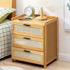 Solid Wood Bedside Table Sideboard Rattan Small Table Simple Modern Small Original Wood Colour Japanese Storage Side Cabinet