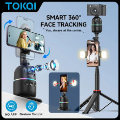 TOKQI-P03 Auto Face Tracking Gimbal AI Smart 360° Rotation Desktop Phone Holder for Smartphone & Action Camera Vlog Stabilizer