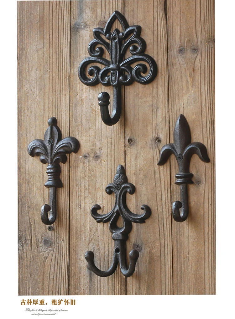 Description Picture 3 of item1pcs European Style Retro Cast Iron Hooks Outdoor Creative Decoration Clothes Hooks for Courtyard Gardens Wall Clothes Key Hooks