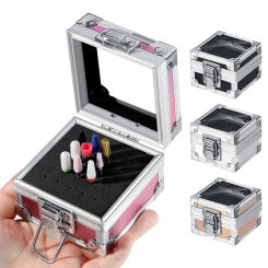 25 slots nail polishing head drill storage portable stainless steel display rack nail supplies storage display tools