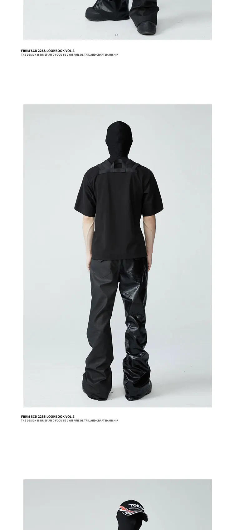 Description Picture 5 of itemWasteland Old Avant-Garde Style Y2K Glossy Casual Slim-Fit Figure Flattering Crack PU Leather Men and Women Black Leather Pants