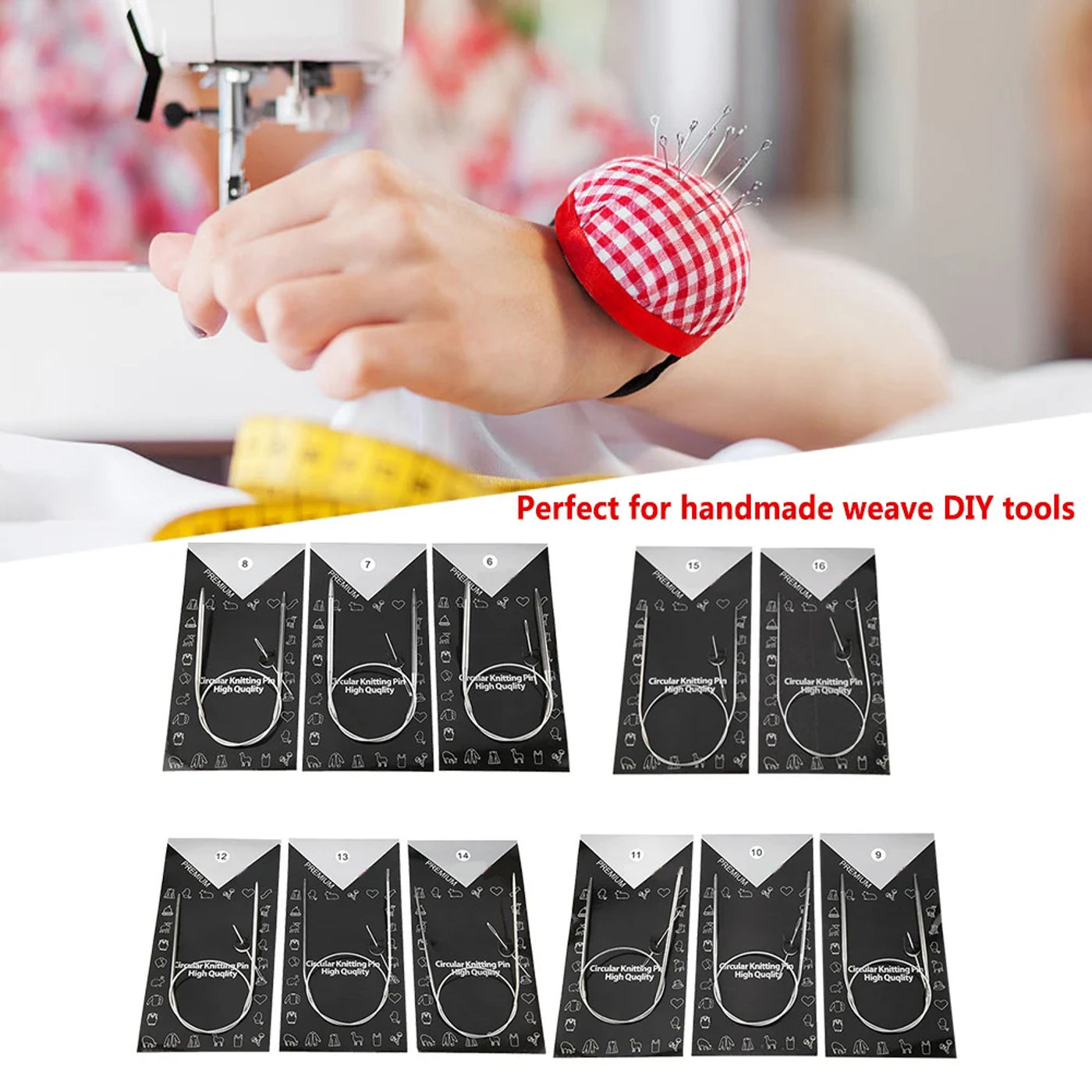 Description Picture 6 of item11Pcs 43/65/80cm Multi size Circular Knitting Needle Stainless steel Handcraft Sweater Weave Needle Set