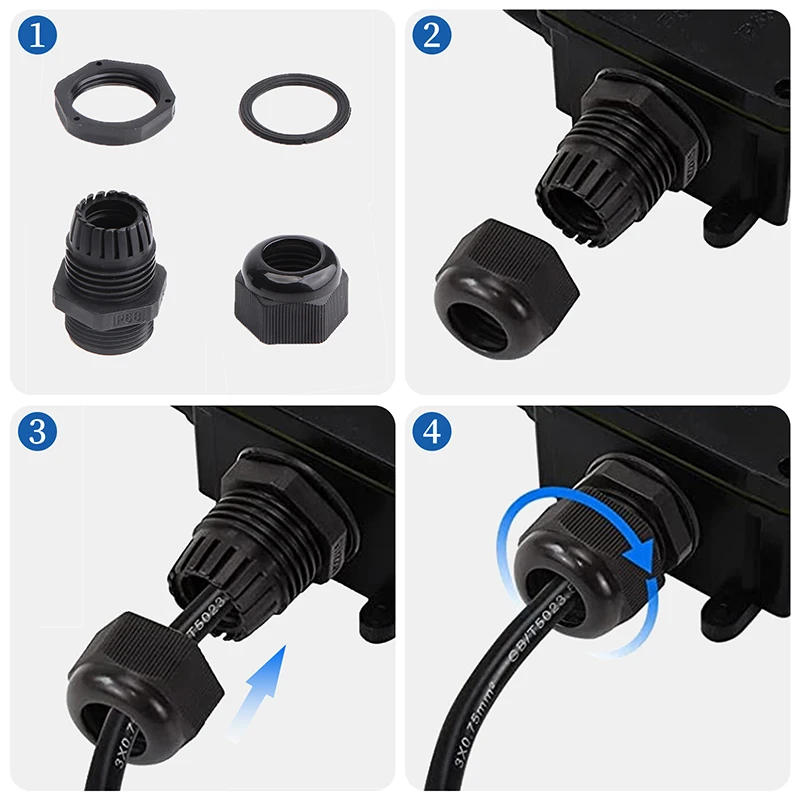 Description Picture 6 of item38PCs Waterproof Cable Gland Black Plastic Seal Joint Nylon IP68 PG7 PG9 PG13.5 PG21 Cable Fixing Nylon Wire Connector