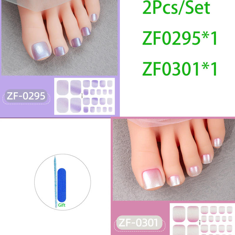 Description Picture 6 of item22Tips Summer Adhesive Full Cover Toenail Stickers DIY Color Diamonds Toe Nail Patch Decals Foot Nail Art Decoration