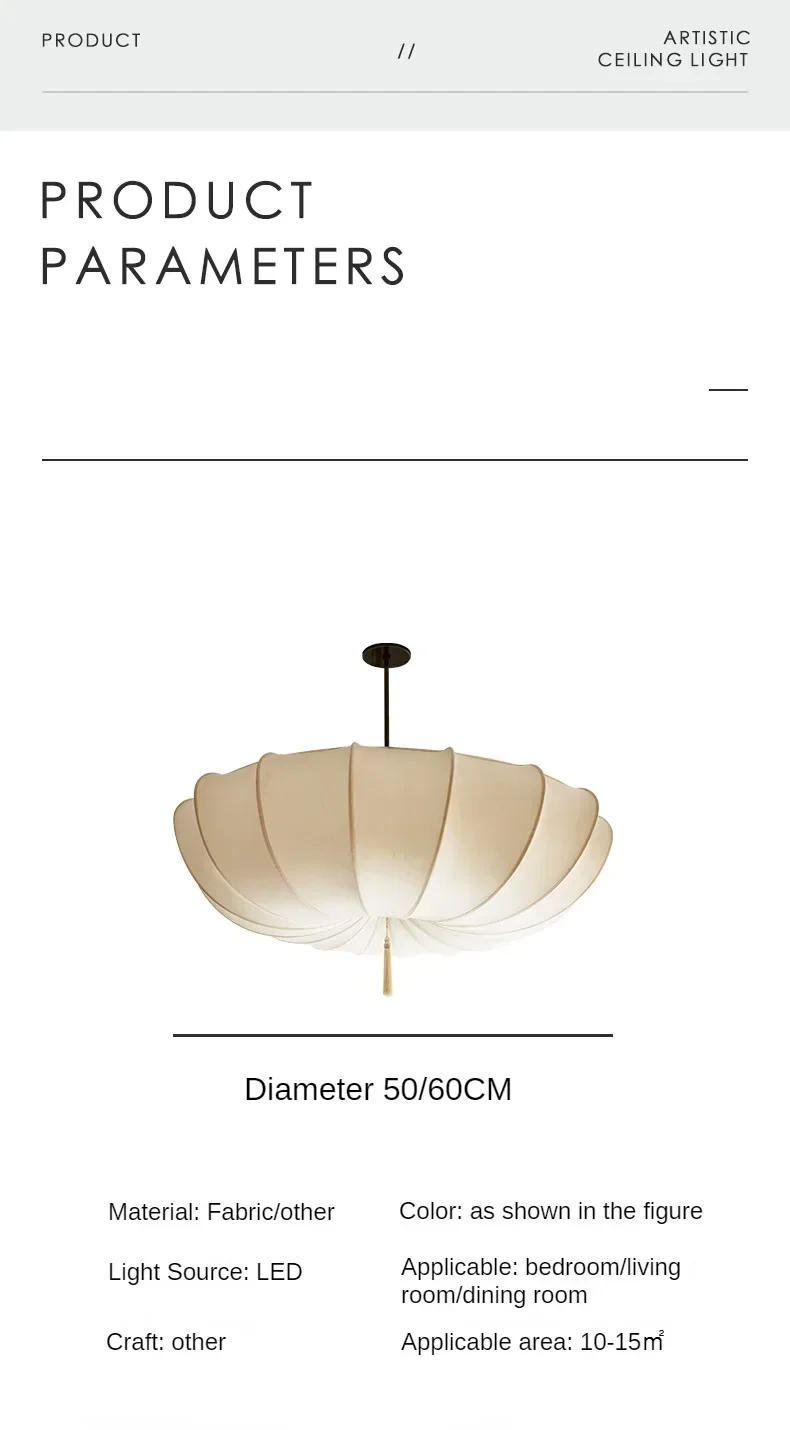 Description Picture 3 of itemUmbrella Shape Pendant Light Wabi Sabi Fabric Pendant Light Living Room Shop Bedroom Hanging Lamp for Room Decor Mood Light