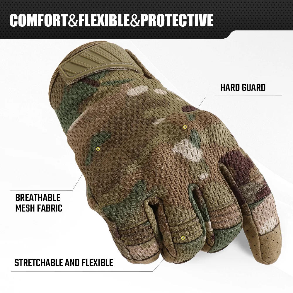 Description Picture 4 of itemCamo Touch Screen Tactical Gloves Outdoor Hunting Shooting Sports Cycling Combat Airsoft Hiking Camping Bike Non-slip Equipment