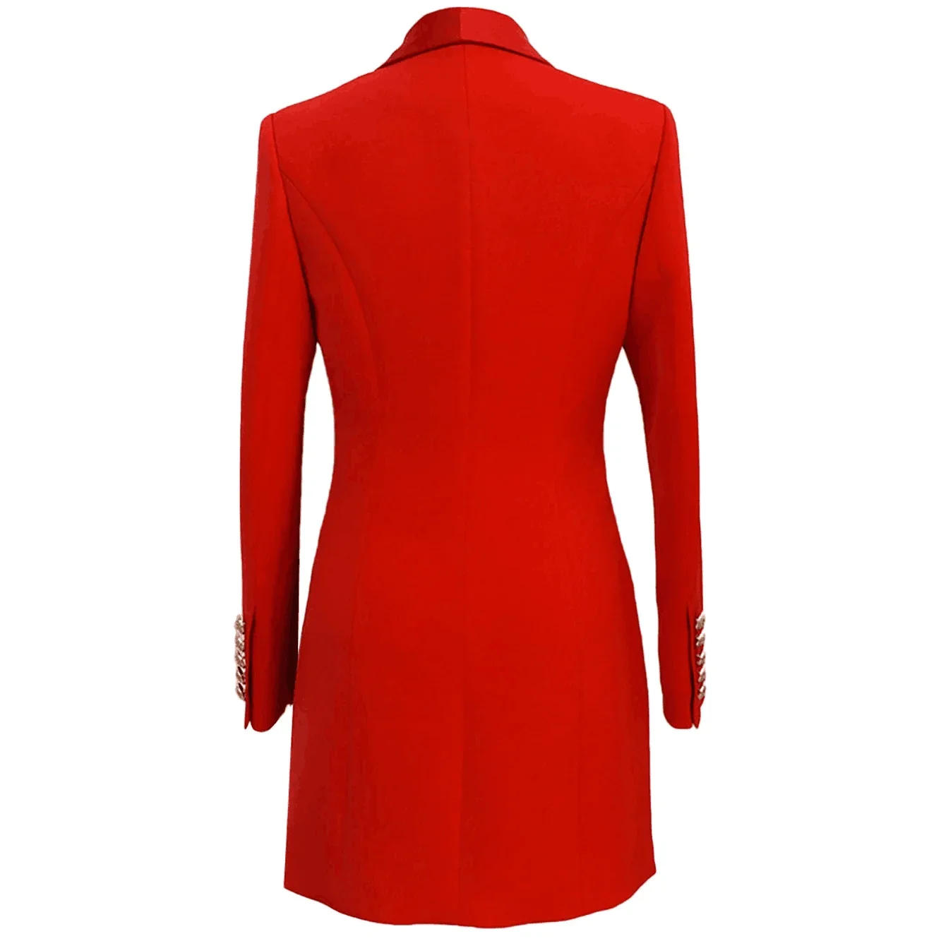 Description Picture 3 of itemWomen Mid-length Double Breasted Jacket Coat Shawl Collar Business Formal Party Dress Metal Button Slim Fit Suit1 Pc