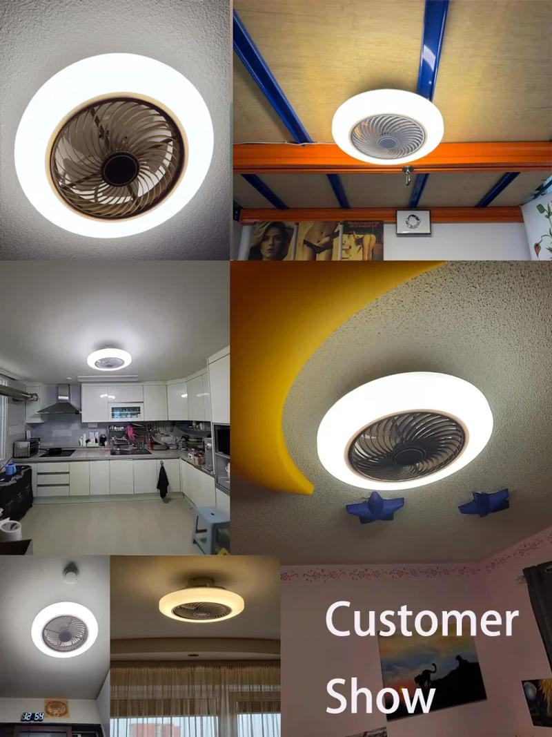 Description Picture 2 of itemSmart ceiling fan 46 52cm fans with lights remote control bedroom decor ventilator lamp air Invisible Blades Retractable Silent