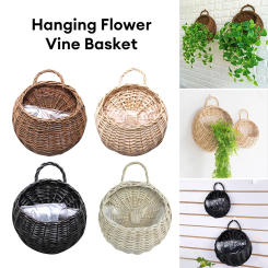 Wall Mount Rattan Basket Handmade Wicker Flower Pot Hanging Woven Vase Baskets Cachepot For Garden Balcony Home Decor