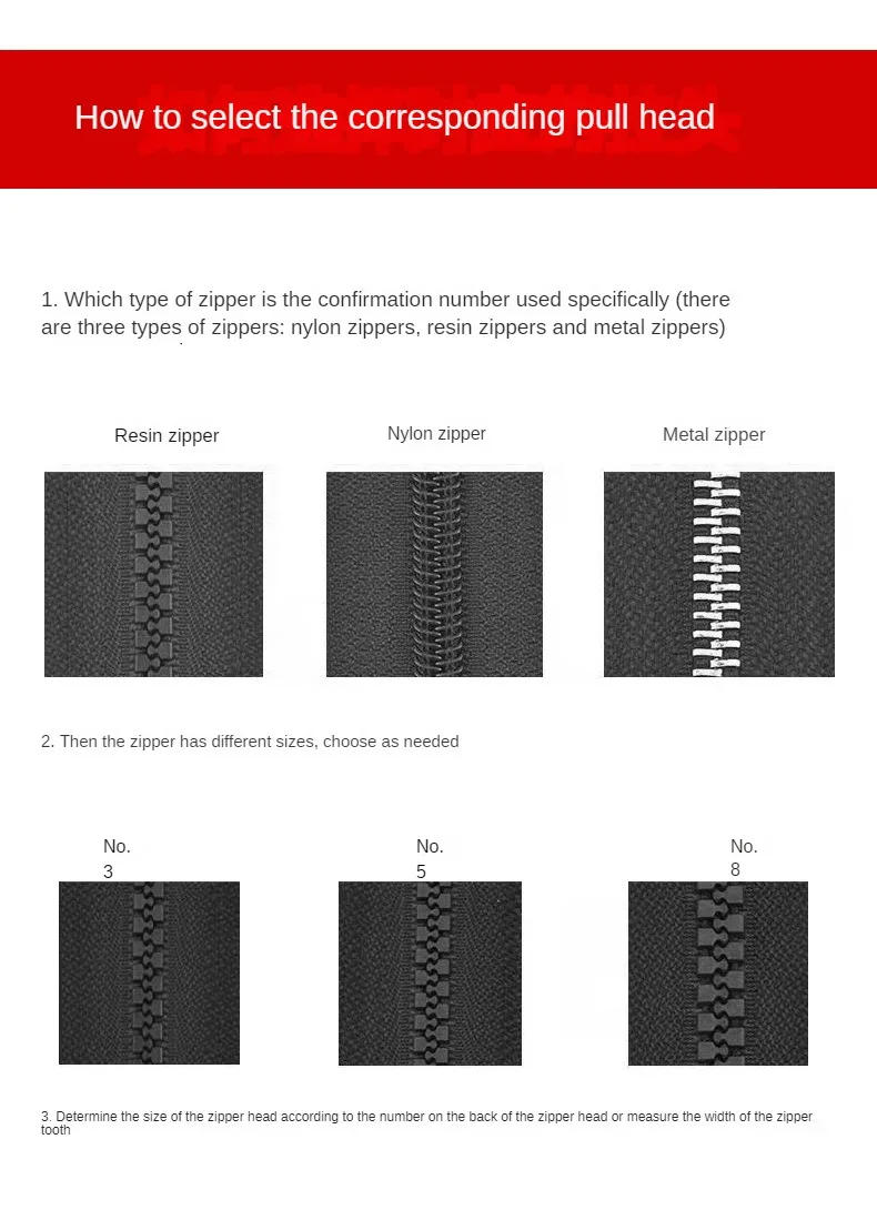 Description Picture 6 of itemNo. 3, No. 5, No. 8 slider nylon metal resin hanging silver high-grade diamond alloy zipper head