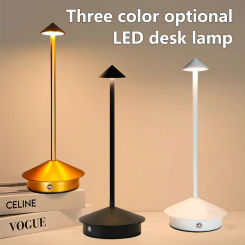 Touch Sensor LED Table Lamp Type-C Rechargeable Cordless Desk Lamp 3 Color Adjustable Temperatures Hotel Bar Pina pro Table Lamp