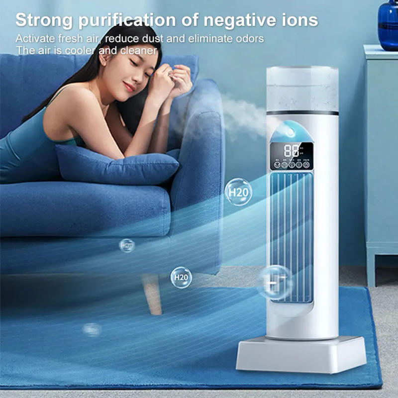 Description Picture 6 of itemBladeless Desktop Tower Fan Cooling Air Conditioner Standing Fan 6 Wind Speed Portable Electric Fan Air Cooler for Home Office