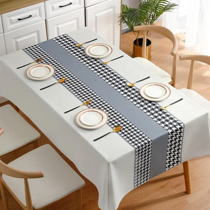 Description Picture 4 of itemstriped fashionable square tablecloth dining table cloth GREY