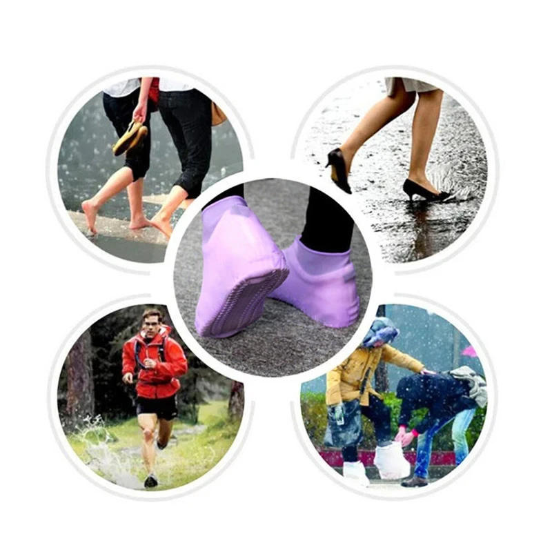 Description Picture 6 of item1Pair Reusable Latex Waterproof Rain Shoes Covers Slip Resistant Rubber Rain Boot Overshoes Outdoor Walking Shoes Cover
