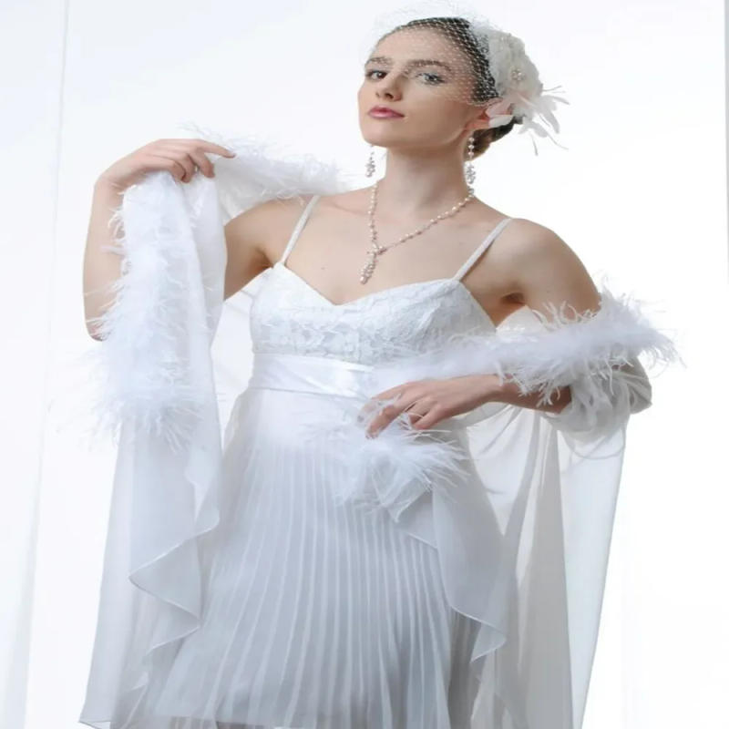 Description Picture 4 of item1M Customized Natural Ostrich Feathers Trim Boa for Craft Wedding Festival Party Clothing Decoration Plumes Shawl 2/4/6/10/20ply