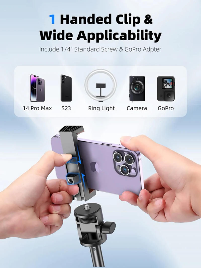 Description Picture 6 of item[Newest] Selfie Stick Tripod With Wireless Bluetooth Remote for GoPro Insta360 DJI Action Camera Smart Phone Tripod Stand