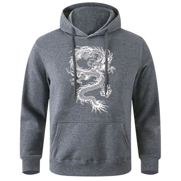 Dragon Print Men's Hoodie Spring Autumn Casual Fleece Sweatshirt Sportwear Homme Streetwear Men Clothing