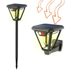 Solar Powered Dual Purpose Lamp Motion Sensor Outdoor Wall Light Waterproof LED Landscape Light for Yard Patio Lawn Lighting