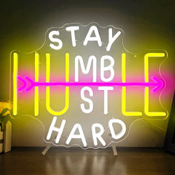 Humble Hustle Neon Sign Dimmable Hustle Led Neon Sign for Wall Decor Stay Humble Hustle Hard Neon Light Signs for Gym Room
