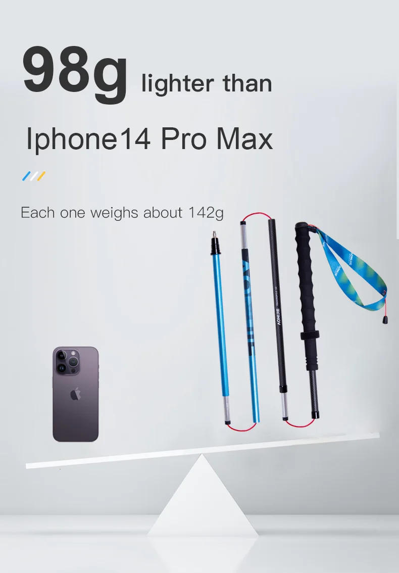 Description Picture 3 of itemAONIJIE E4210 Newest 110CM 120CM Ultralight Folding Carbon Fiber Hiking Pole Straight Walking Sticks For Trail Running Climbing