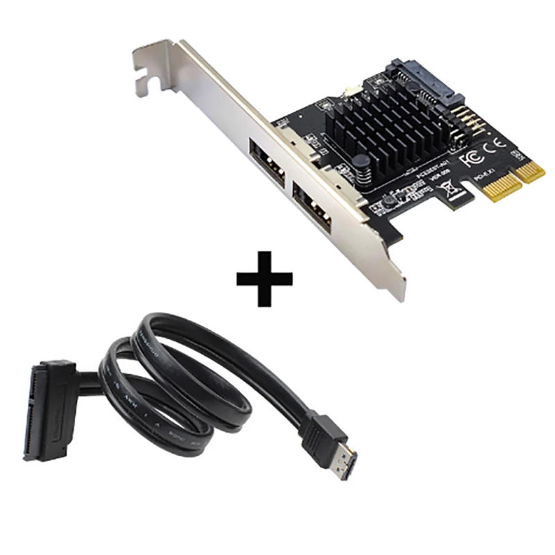 Description Picture 4 of item6Gbps PCI-E PCI-Express x1 to Dual Power Over eSATA + USB Expansion Card USB 2.0 9pin SATA 15pin Adapter Card for Desktop PC