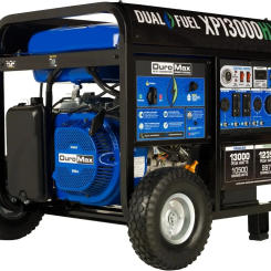 Dual Fuel Portable Generator - 13000 Watt Gas or Propane Powered - Electric Start W/ CO Alert, 50 State Approved, Blue